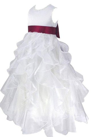 Satin Organza Empire Duchesse-Linie Blumenmädchenkleid mit Rüschen