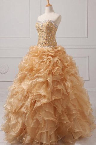 Organza Spitze Reißverschluss Perlenbesetztes Quinceanera Kleid mit Jacke