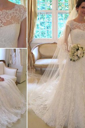 Schaufel-Ausschnitt Duchesse-Linie A-Line Luxus Brautkleid mit gekappten Ärmeln