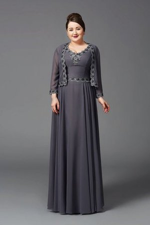 Spaghetti Träger A-Line Ärmellos Bodenlanges Brautmutterkleid mit Bordüre