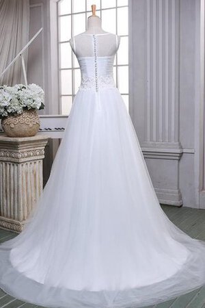 Schaufel-Ausschnitt Tüll Satin Bodenlanges Brautkleid aus Spitze