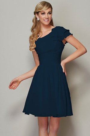 Reißverschluss Chiffon Breiter Träger Normale Taille Kurzes Brautjungfernkleid