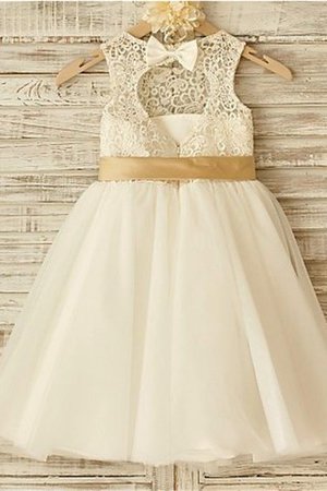 Ärmelloses A-Line Natürliche Taile Prinzessin Blumenmädchenkleid mit Blume