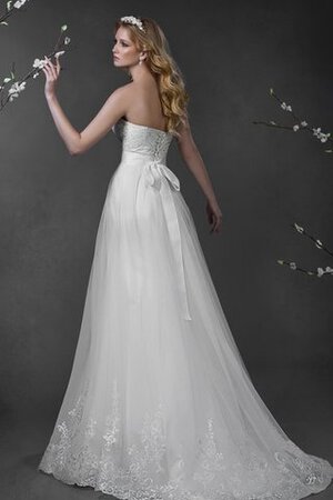 A-Line Herz-Ausschnitt Tüll Brautkleid mit Rücken Schnürung mit Blume