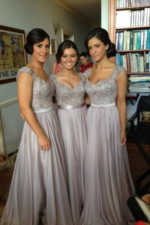 Chiffon Enges V-Ausschnitt Brautjungfernkleid aus Paillette mit gekappten Ärmeln