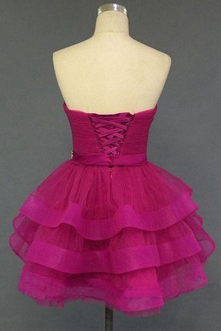 Geschichtes Gerüschtes Organza Mini Abiballkleid mit Rücken Schnürung