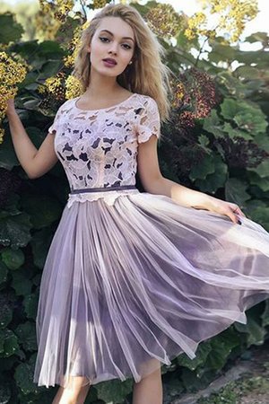 Kurze Ärmeln Prinzessin Tüll Perfekt Jugendweihekleid mit Gürtel