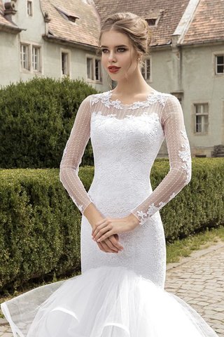 Tüll Bodenlanges Konservatives Brautkleid mit mehrschichtigen Rüsche mit Applikation