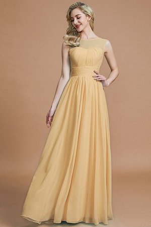 Ärmellos Normale Taille Chiffon A-Linie Brautjungfernkleid mit Schaufel Ausschnitt