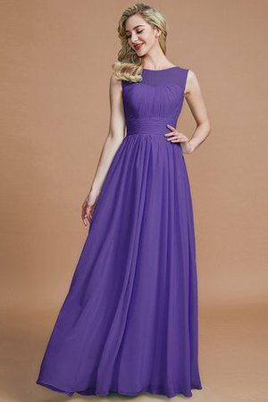 Ärmellos Normale Taille Chiffon A-Linie Brautjungfernkleid mit Schaufel Ausschnitt