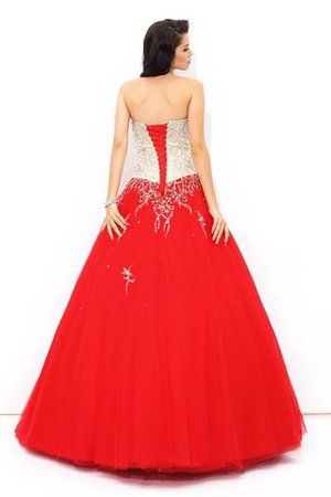 Perlenbesetztes Ärmelloses Normale Taille Satin Herz-Ausschnitt Quinceanera Kleid