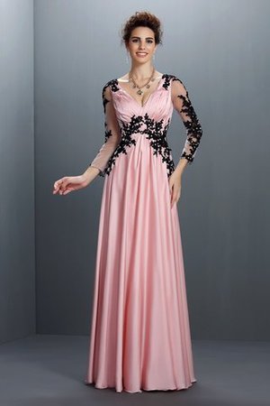 V-Ausschnitt Reißverschluss Chiffon Anständiges Bodenlanges Abendkleid