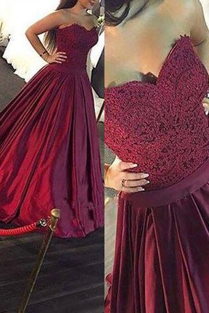 Duchesse-Linie Herz-Ausschnitt Ärmelloses Bodenlanges Ballkleid aus Satin