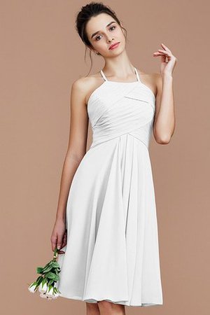 Gerüschtes A-Line Kurzes Brautjungfernkleid mit Reißverschluss aus Chiffon