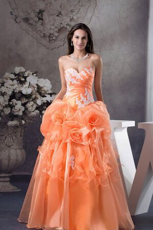 Herz-Ausschnitt Duchesse-Linie Quinceanera Kleid mit Rüschen mit Blume