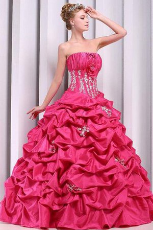 Geschichtes Natürliche Taile Bodenlanges Quinceanera Kleid aus Satin mit Blume