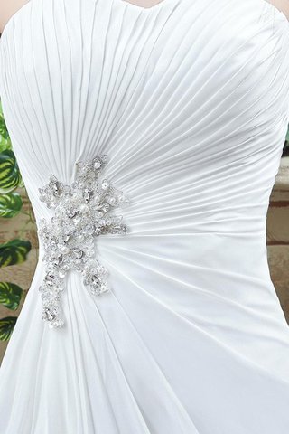 Drapiertes Bodenlanges Pompöse Brautkleid mit Rücken Schnürung aus Chiffon