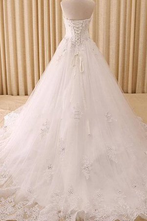 Organza Paillettenbesetztes Herz-Ausschnitt Satin Brautkleid mit Bordüre