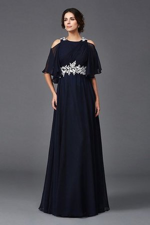 Halbe Ärmeln Breiter Träger Chiffon Bodenlanges Brautmutterkleid mit Applike