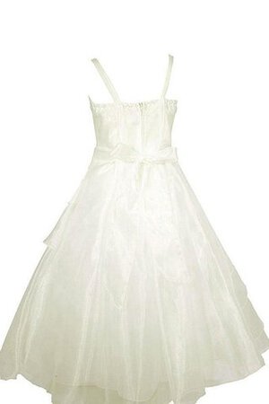 Ärmelloses Organza Natürliche Taile Spaghetti Träger Reißverschluss Blumenmädchenkleid