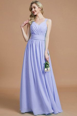 Natürliche Taile A-Line V-Ausschnitt Prinzessin Bodenlanges Brautjungfernkleid