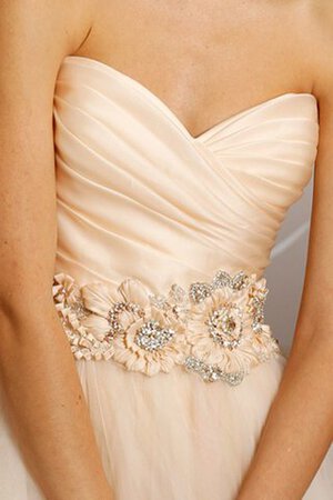 Juwel Ausschnitt Ärmelloses Herz-Ausschnitt Brautkleid mit kreuz mit Blume
