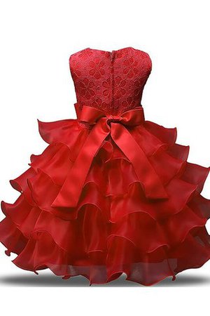 Organza Normale Taille Bodenlanges Blumenmädchenkleid mit Rüschen mit Blume