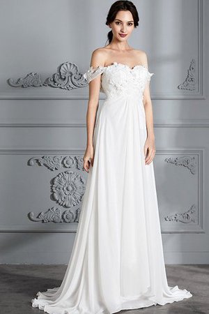 Chiffon Schulterfrei Ärmellos A-Line Natürliche Taile Brautkleid