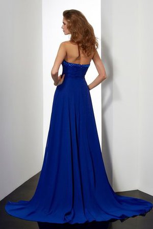 Normale Taille Sweep Train Chiffon Perlenbesetztes Abendkleid mit Reißverschluss