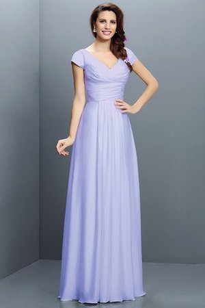 A-Line V-Ausschnitt Prinzessin Chiffon Anständiges Brautjungfernkleid