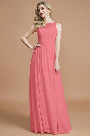 Prinzessin Chiffon Bateau Ausschnitt Bodenlanges Brautjungfernkleid ohne Ärmeln