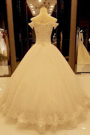 V-Ausschnitt Duchesse-Linie Schulterfrei Bodenlanges Brautkleid mit Bordüre