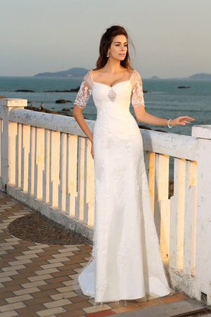 Strand Empire Taille Herz-Ausschnitt Bodenlanges Brautkleid mit Applike