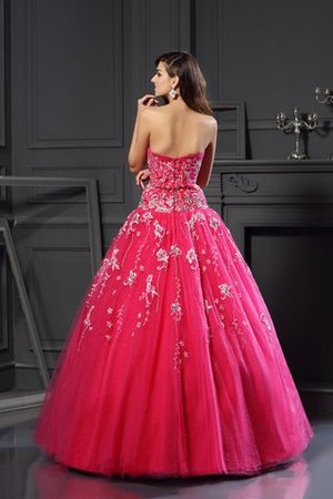 Natürliche Taile Ärmelloses Sittsames Bodenlanges Quinceanera Kleid mit Applike