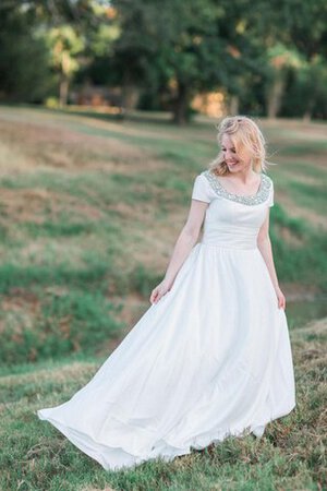 Taft Normale Taille A-Line Brautkleid mit Rüschen mit Plissierungen