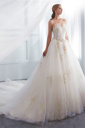 Satin Mode Tüll Romantisches Brautkleid mit Applikation