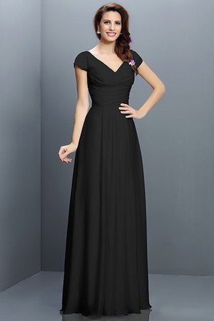 A-Line V-Ausschnitt Prinzessin Chiffon Anständiges Brautjungfernkleid