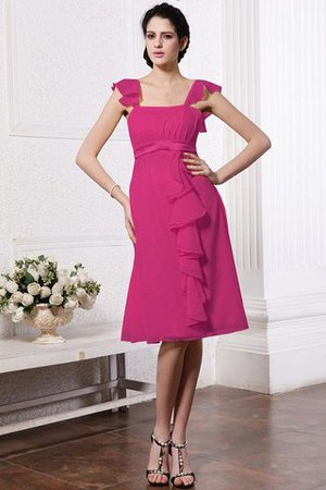 Ärmellos Chiffon Reißverschluss Spaghetti Träger Brautjungfernkleid mit Rüschen
