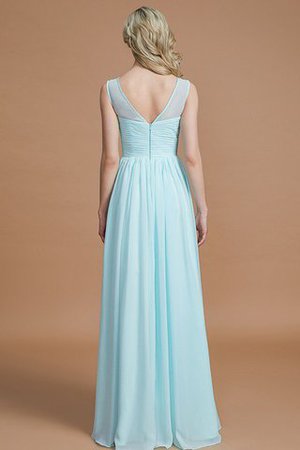 Ärmellos Normale Taille Chiffon A-Linie Brautjungfernkleid mit Schaufel Ausschnitt