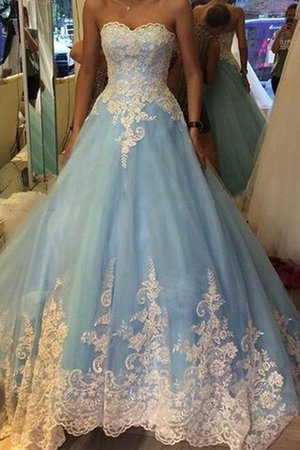 Tüll Natürliche Taile Bodenlanges Quinceanera Kleid mit Applikation ohne Ärmeln