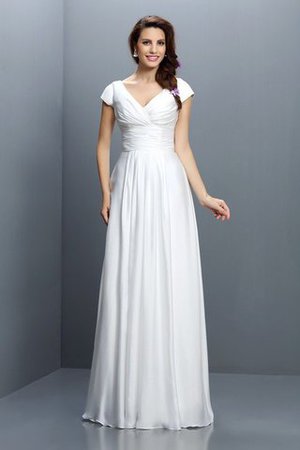 A-Line V-Ausschnitt Prinzessin Chiffon Anständiges Brautjungfernkleid