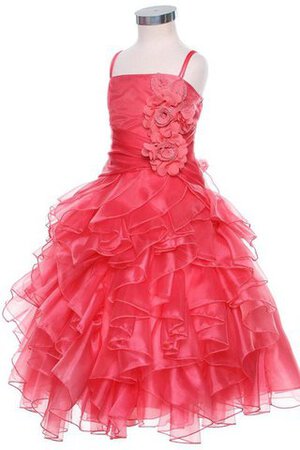 Organza Tiefe Taile Geschichtes Bodenlanges Blumenmädchenkleid mit Rüschen