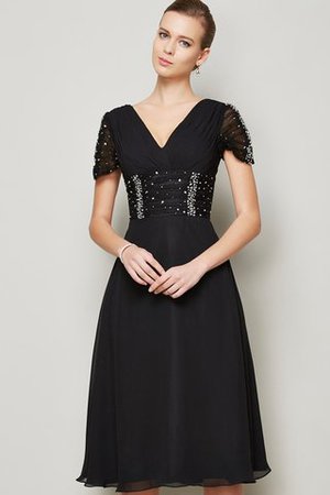 A-Linie Reißverschluss Knielanges Abiballkleid mit Rüschen aus Chiffon