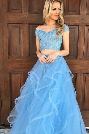 Tüll A Linie Ärmellos Prinzessin Schulterfreier Ausschnitt Abendkleid