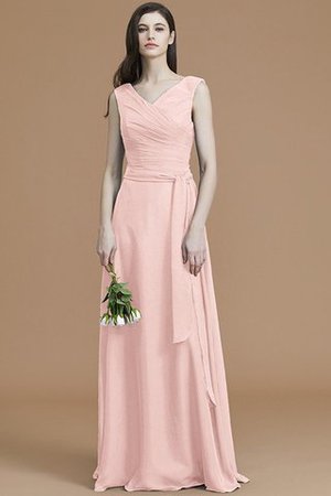 A-Linie Normale Taille Prinzessin Brautjungfernkleid mit Schleife mit V-Ausschnitt