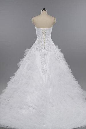 Reißverschluss Tüll Sittsames Brautkleid mit Plissierungen ohne Ärmeln