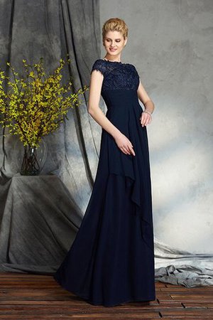 Kurze Ärmeln Bateau Ausschnitt Natürliche Taile A-Line Chiffon Brautmutterkleid