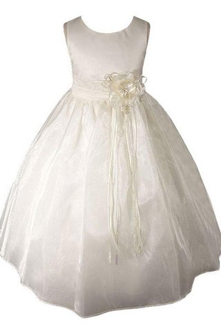 Duchesse-Linie Natürliche Taile Satin Blumenmädchenkleid mit gekappten Ärmeln mit Perlen