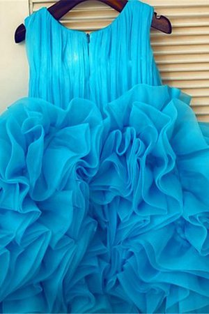 Organza Ärmelloses Geschichtes Blumenmädchenkleid mit Blume mit Reißverschluss