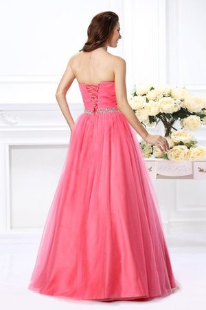 Drapiertes Perlenbesetztes Satin Normale Taille Quinceanera Kleid ohne Ärmeln